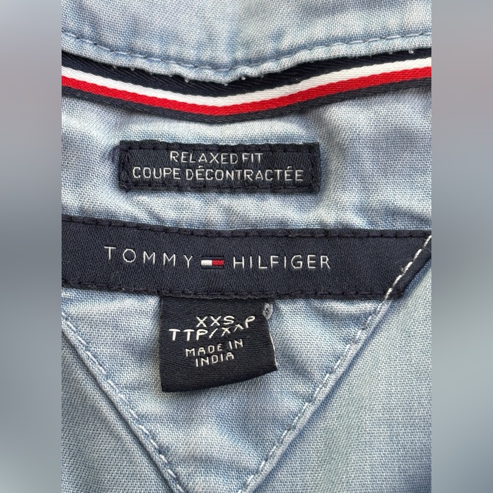Tommy Hilfiger Light Blue Chambray Top with Buttons XXS - Picture 4 of 8